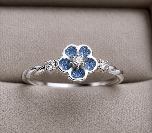 *PRE-ORDER* 925 Silver Forget Me Not Crystal Ring