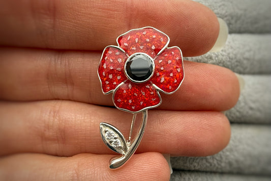 925 Silver Exclusive Poppy Brooch