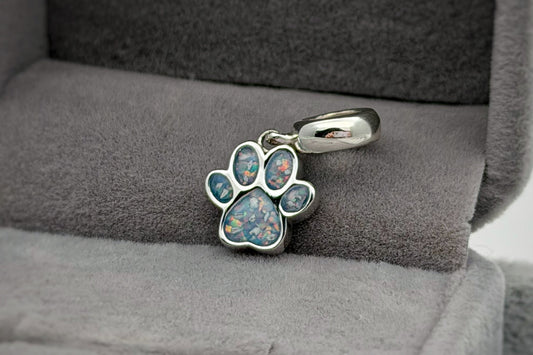 925 Silver Paw Print Dangle Charm