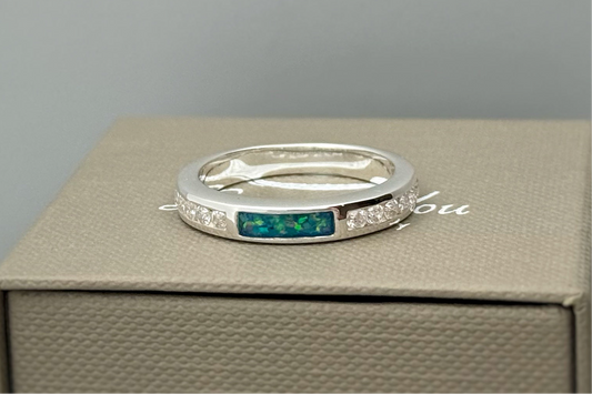 925 Silver Rectangular Crystal Channel Set Band Ring