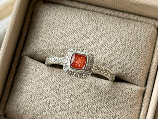 925 Silver Petite Square Cushion Crystal Ring