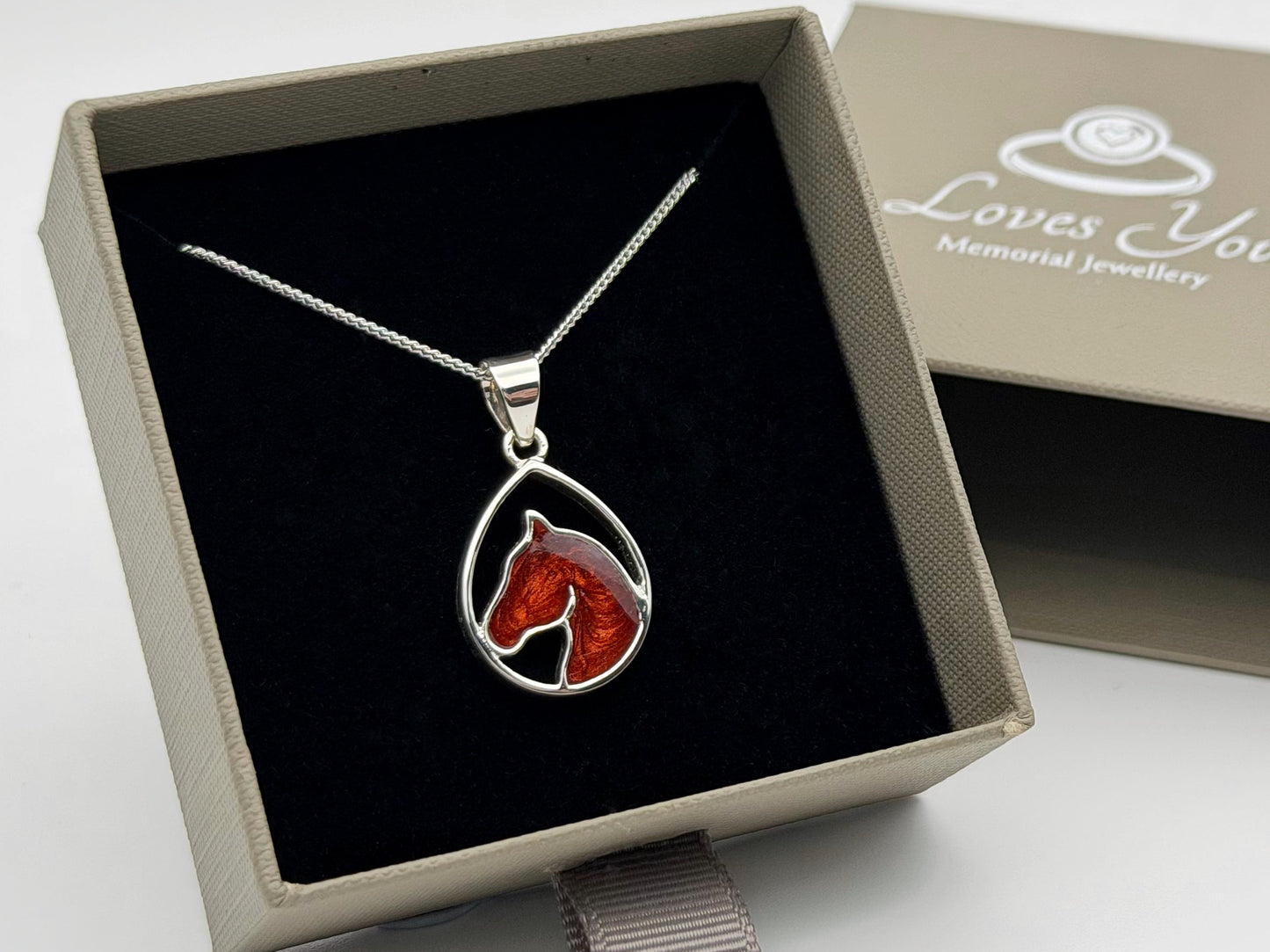 925 Silver Teardrop Horse Head Pendant