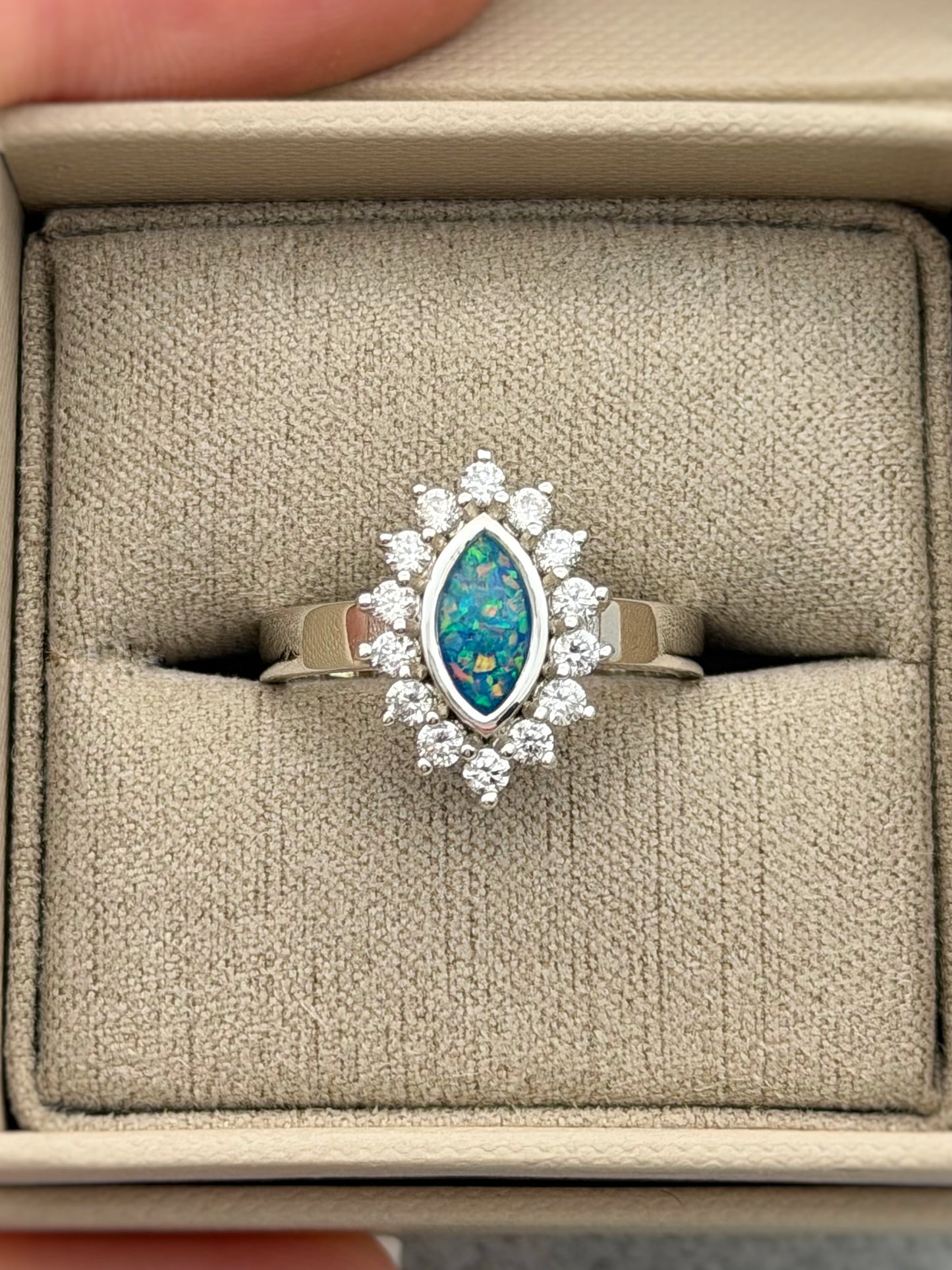 925 Silver Princess Marquise Crystal Ring