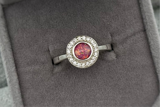 925 Silver Halo Cluster Crystal Ring