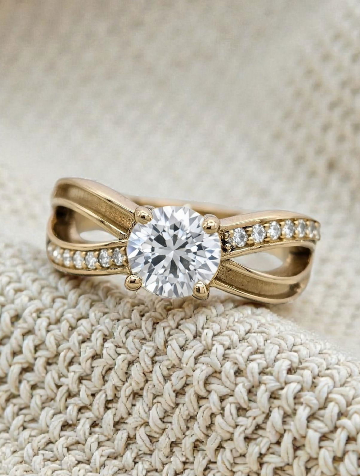 9K Gold Solitaire Infinity Crystal Ring