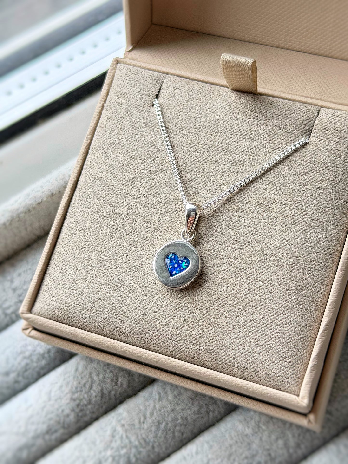 925 Silver Small Round Heart Indent Pendant