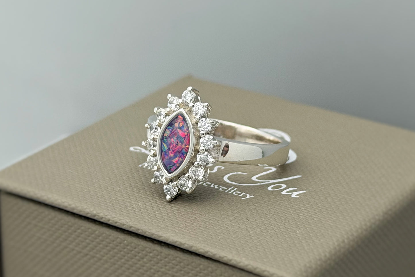 925 Silver Princess Marquise Crystal Ring