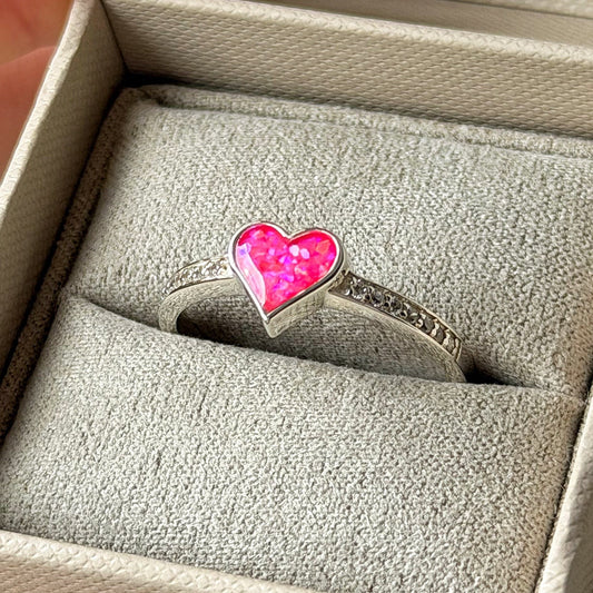925 Silver Heart Crystal Shoulder Ring