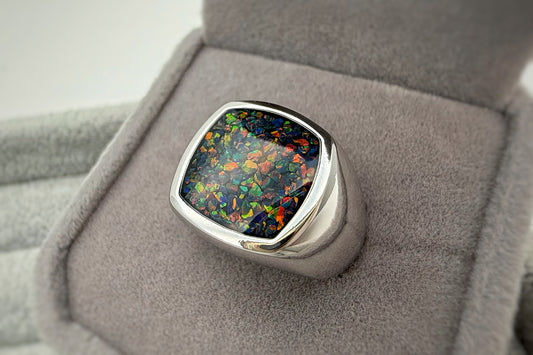 925 Silver Unisex Rounded Square Signet Ring