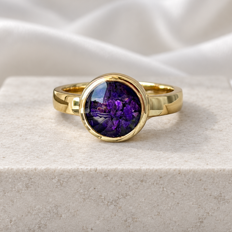 9K Gold 10mm Round Stone Ring