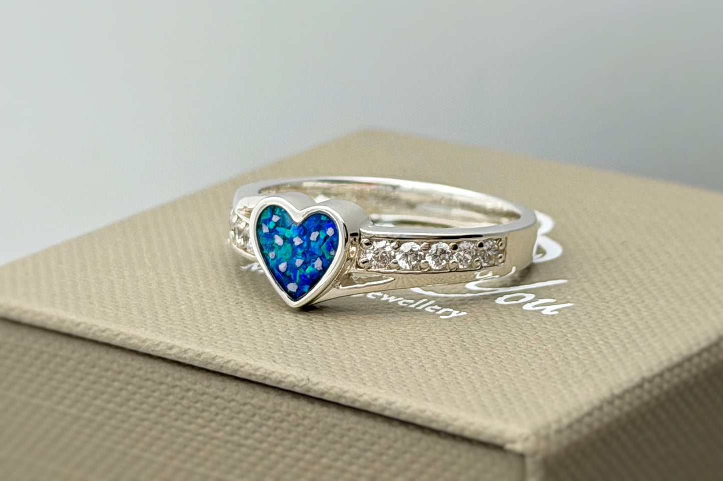 925 Silver Heart Accent Crystal Ring