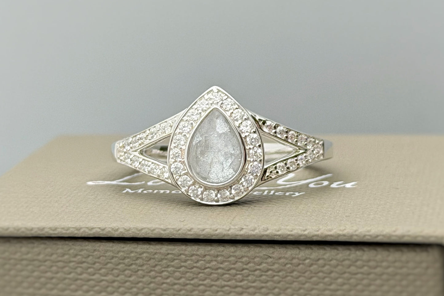 925 Silver Full Crystal Pear Split Band Ring