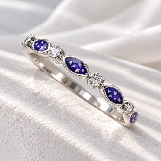 925 Silver Half Marquis Crystal Ring