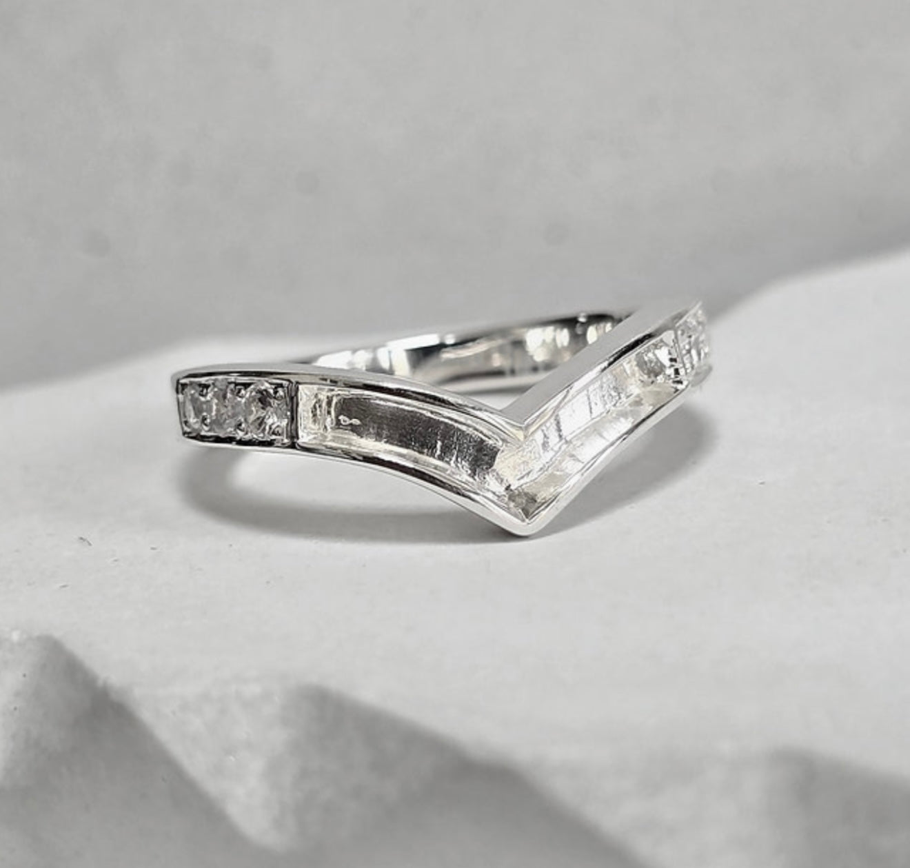 925 Silver Crystal Wishbone Ring