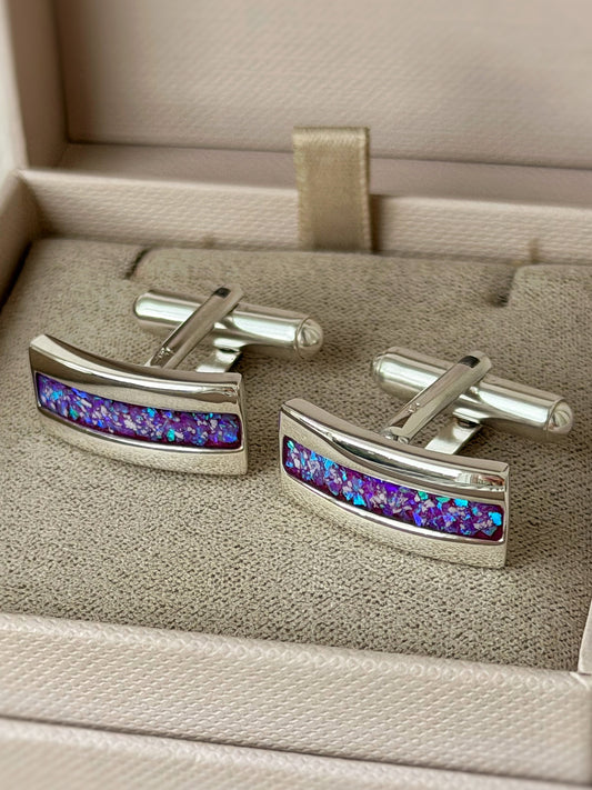 925 Silver Gent’s Curved Rectangular Cufflinks