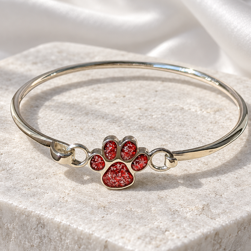 925 Silver Paw Print Bangle