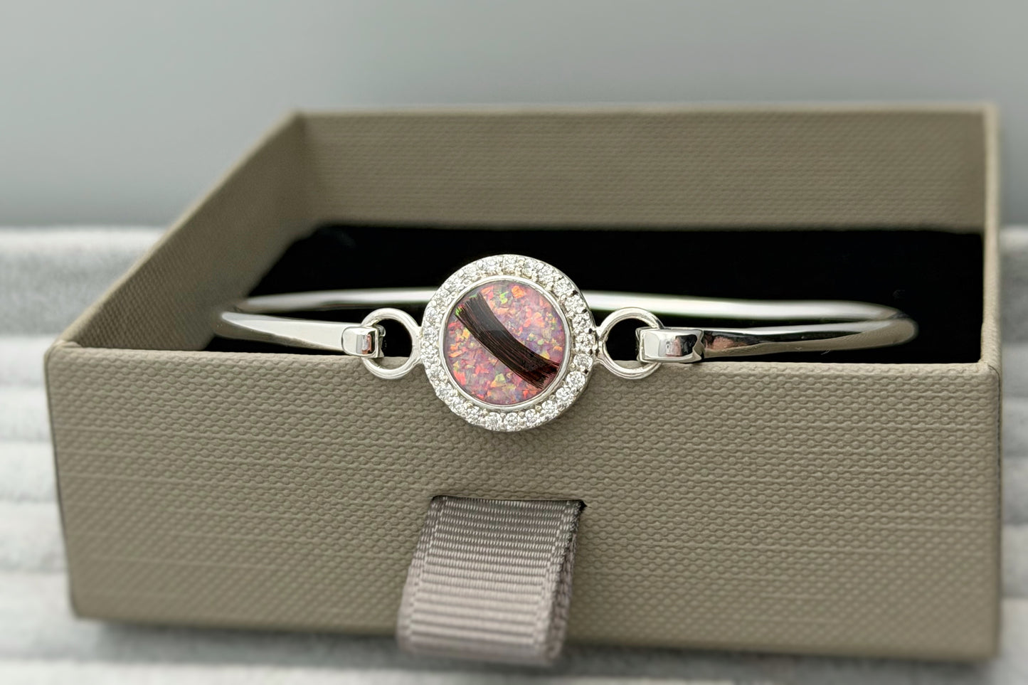 925 Silver Halo Cluster Crystal Bangle