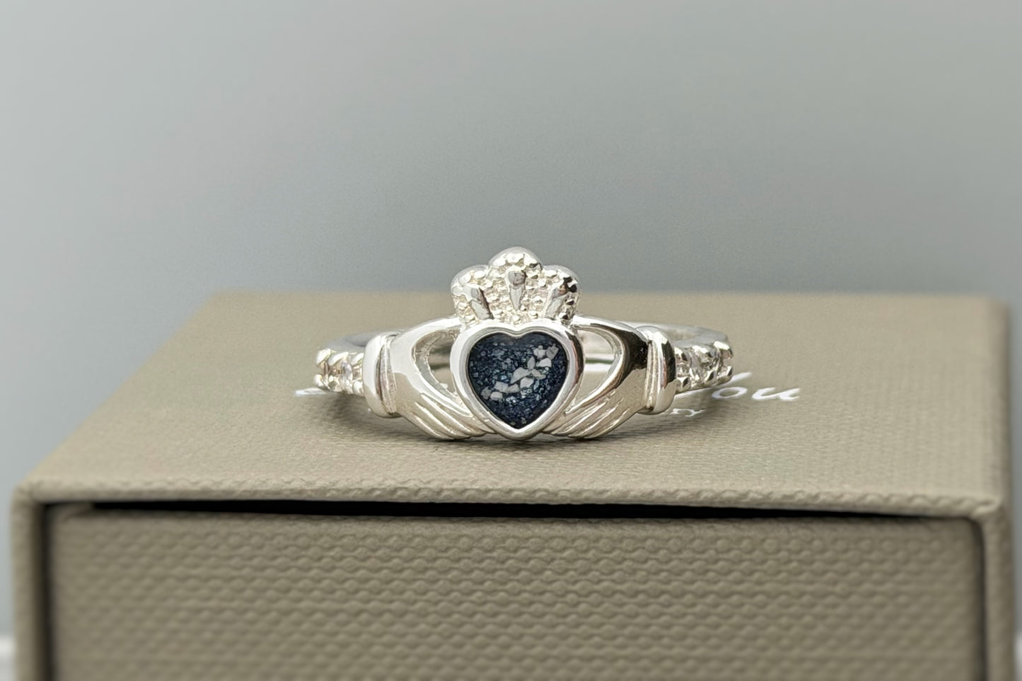 925 Silver Claddagh Heart Stone Ring