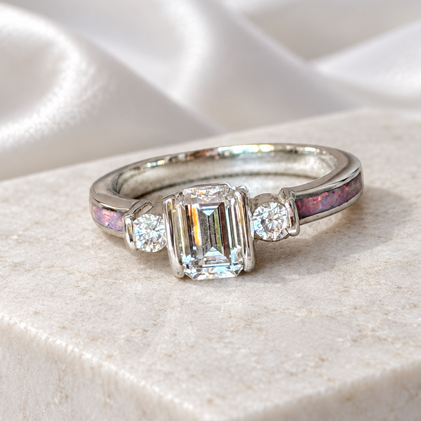925 Silver Emerald Cut Solitaire Ring