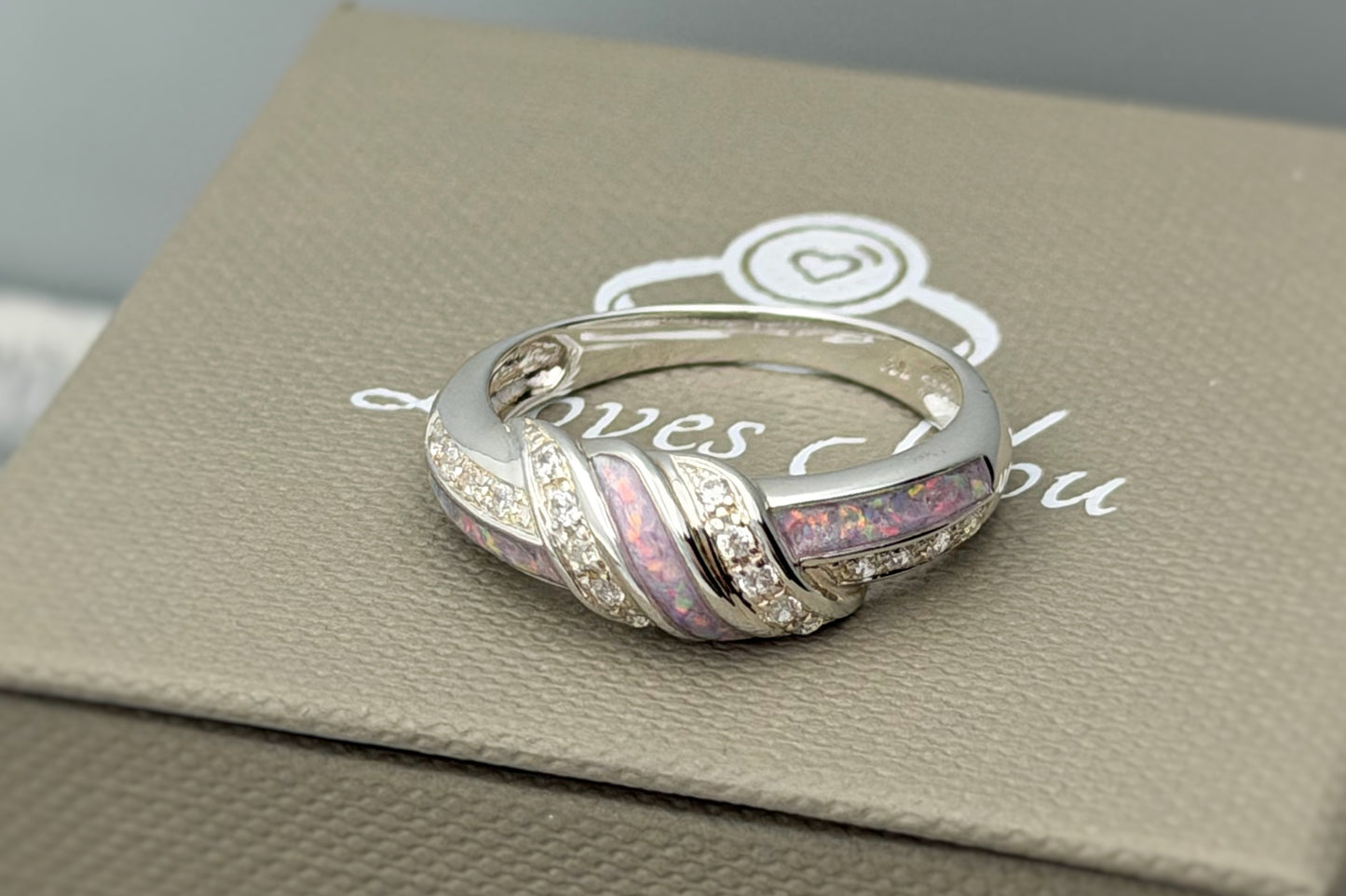 925 Silver Three Stone Knot Twist Band Ring