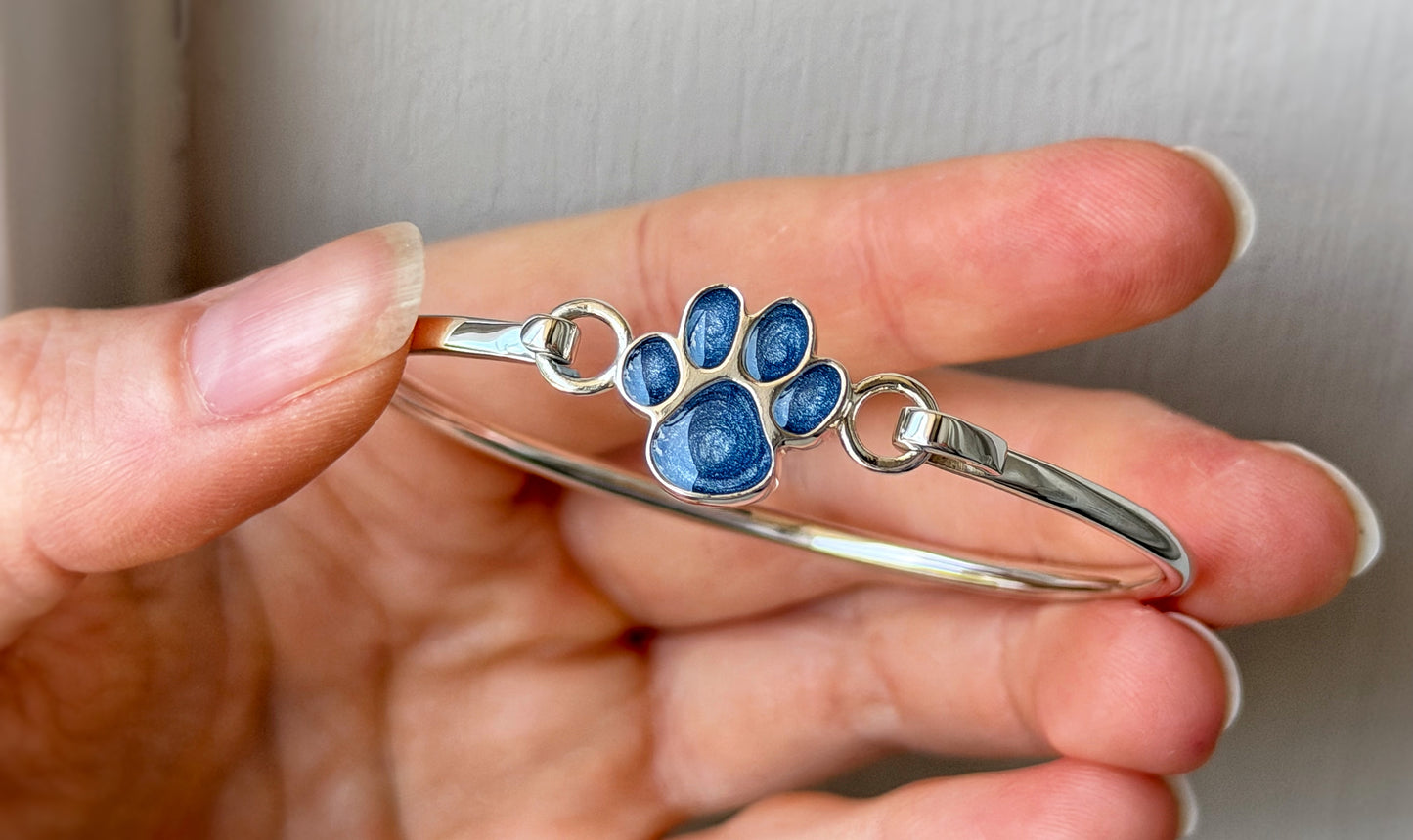 925 Silver Paw Print Bangle