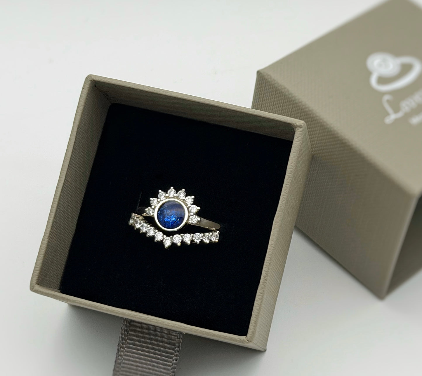 925 Silver Half Halo Crystal Ring