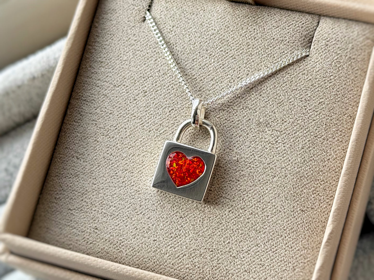925 Silver Padlock Heart Pendant