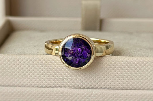 9k Gold 10mm Round Stone Ring