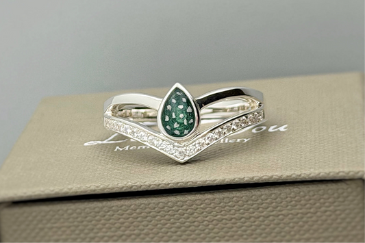 925 Silver Pear Crystal Wishbone Ring