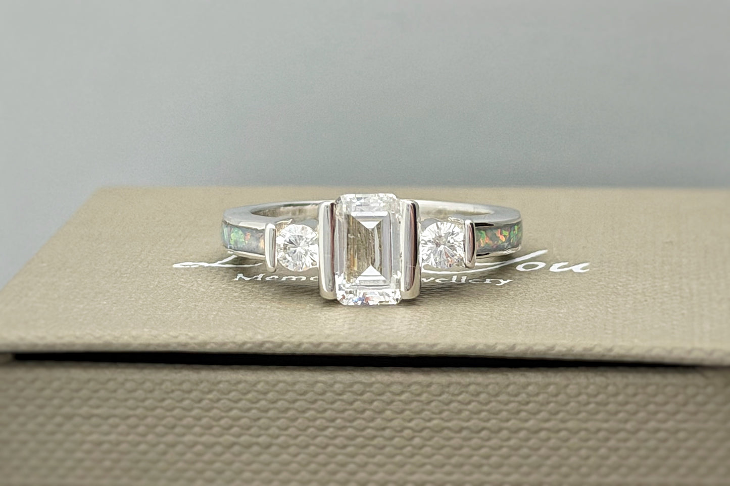 925 Silver Emerald Cut Solitaire Ring