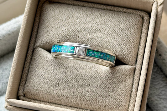 925 Silver Unisex 5mm Double Channel Crystal Band Ring