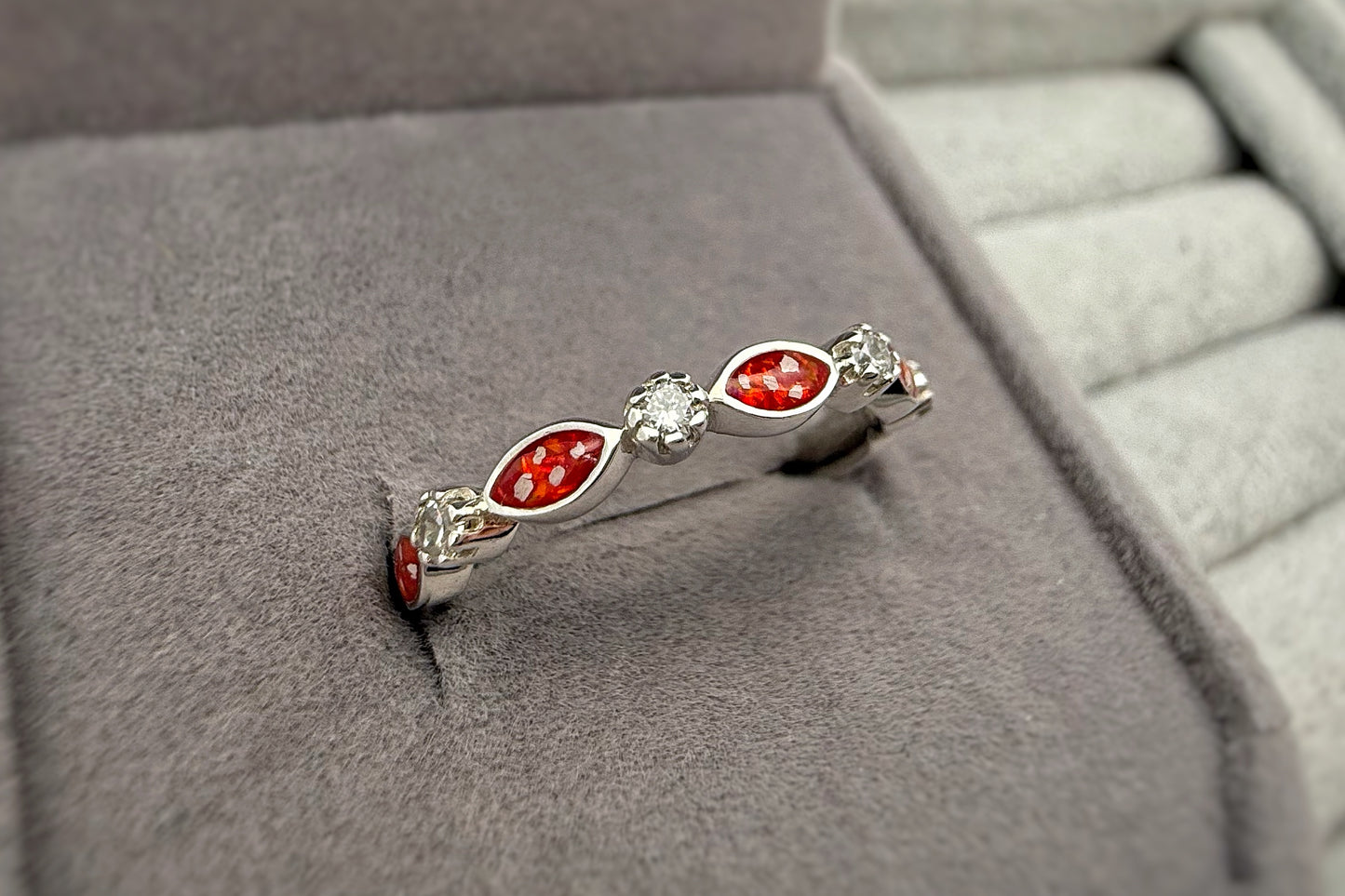 925 Silver Half Marquis Crystal Ring