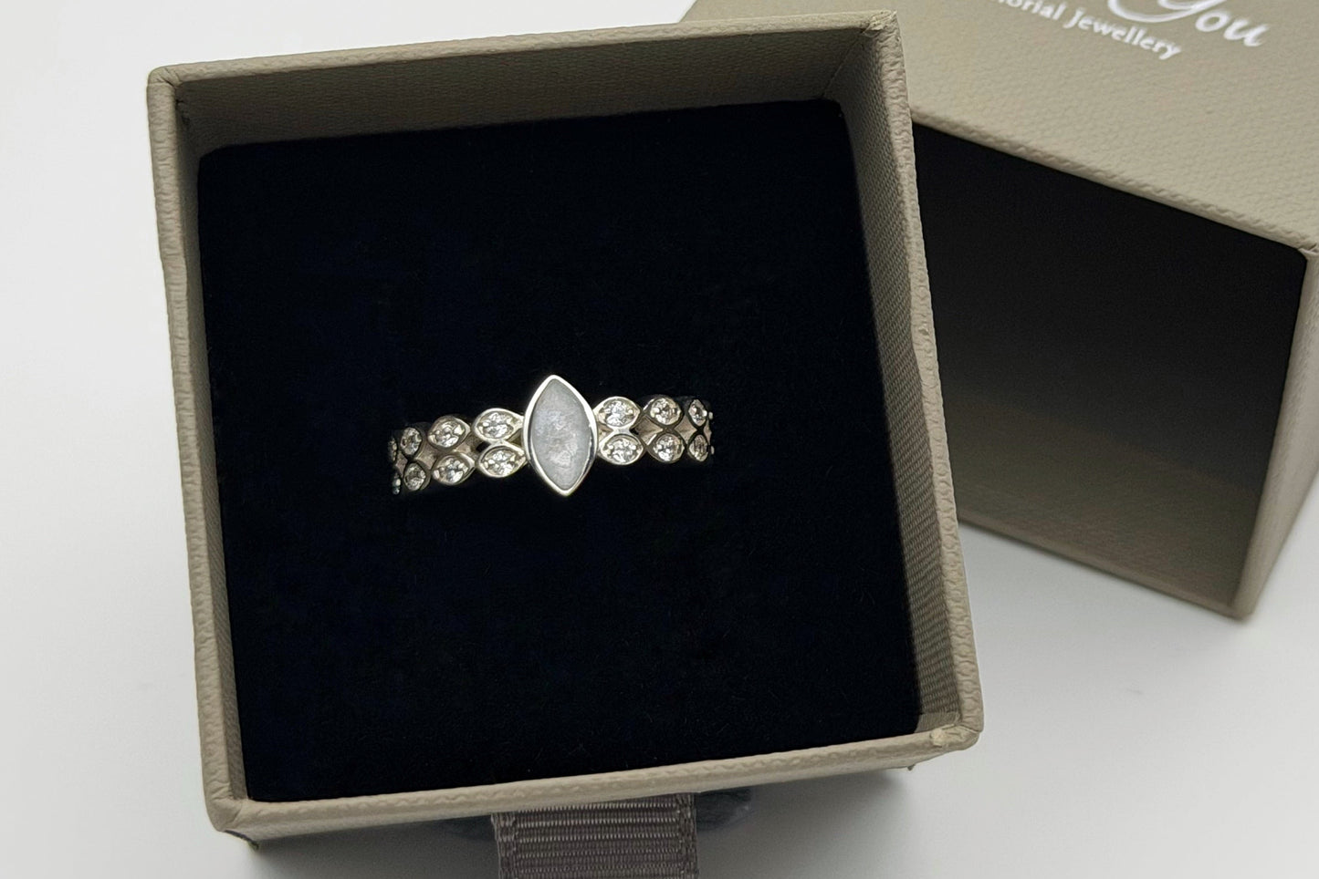 925 Silver Double Band Crystal Marquise Ring