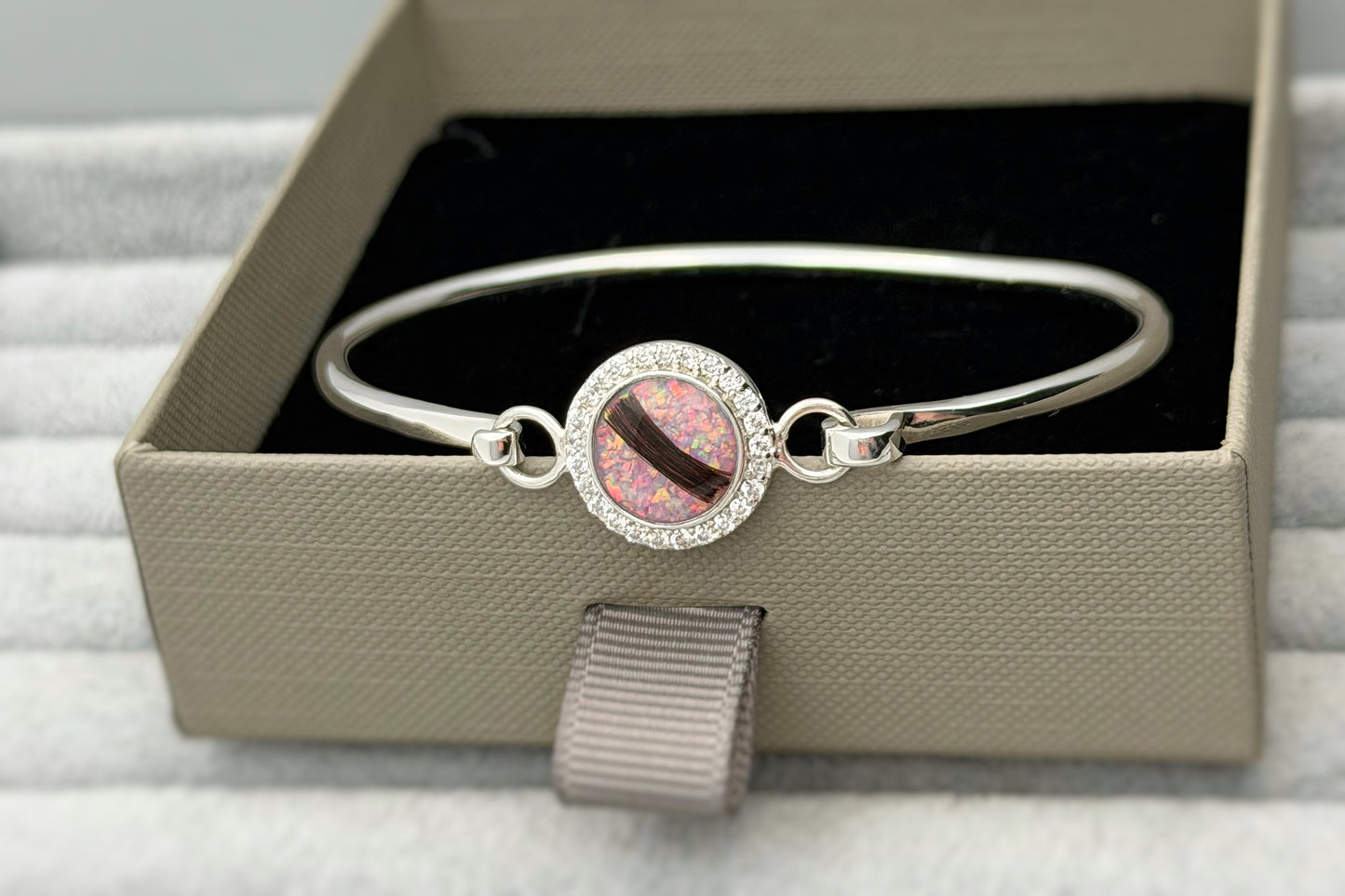 925 Silver Halo Cluster Crystal Bangle