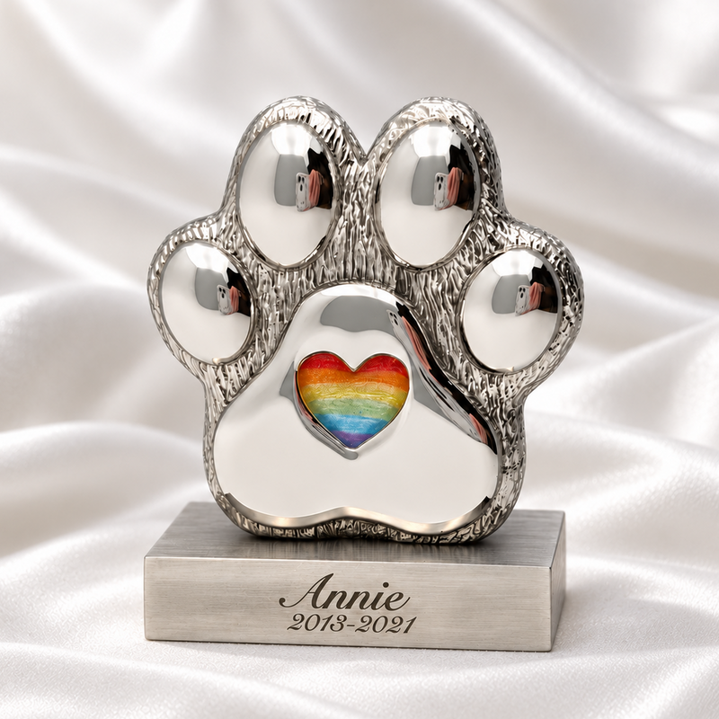 Paw Shape Stainless Steel Memorial Display Ornament with Stand