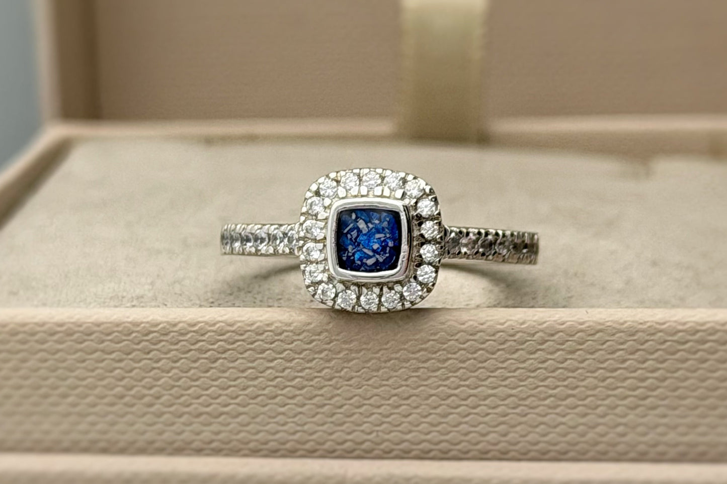 925 Silver Petite Square Cushion Crystal Ring