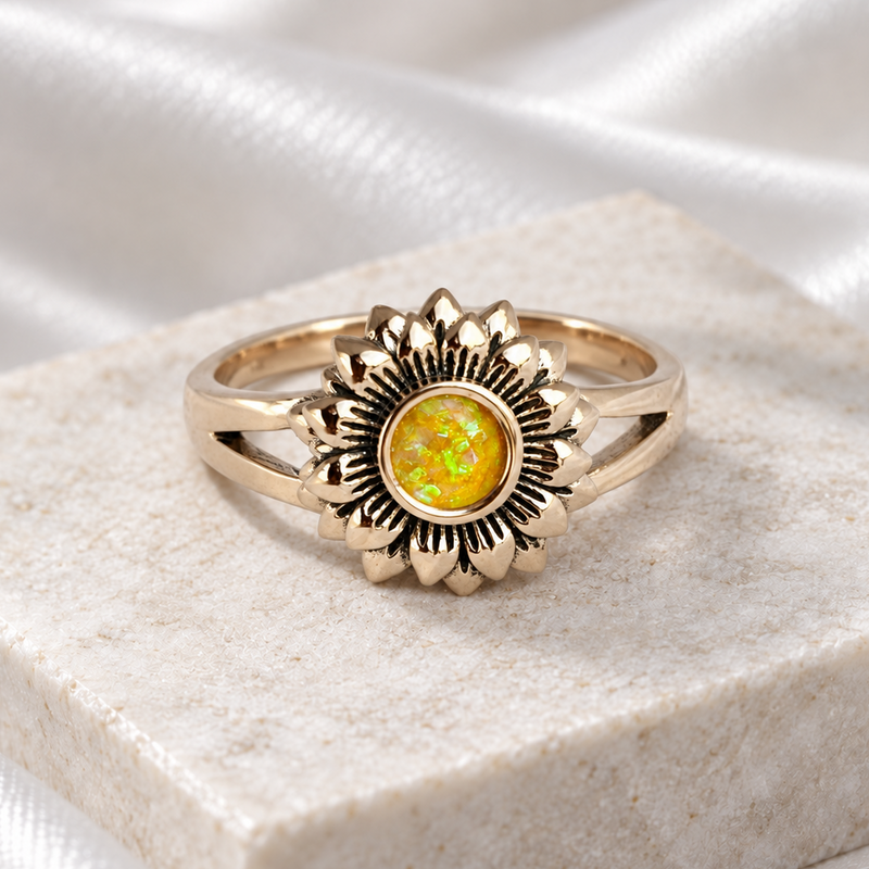 9K Gold Sunflower Ring