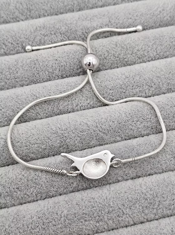 925 Silver Adjustable Snake Chain Robin Bracelet