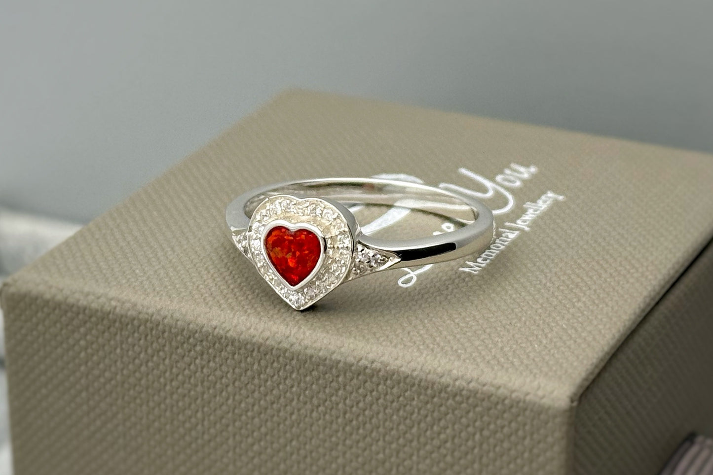 Silver Heart Crystal Halo Ring