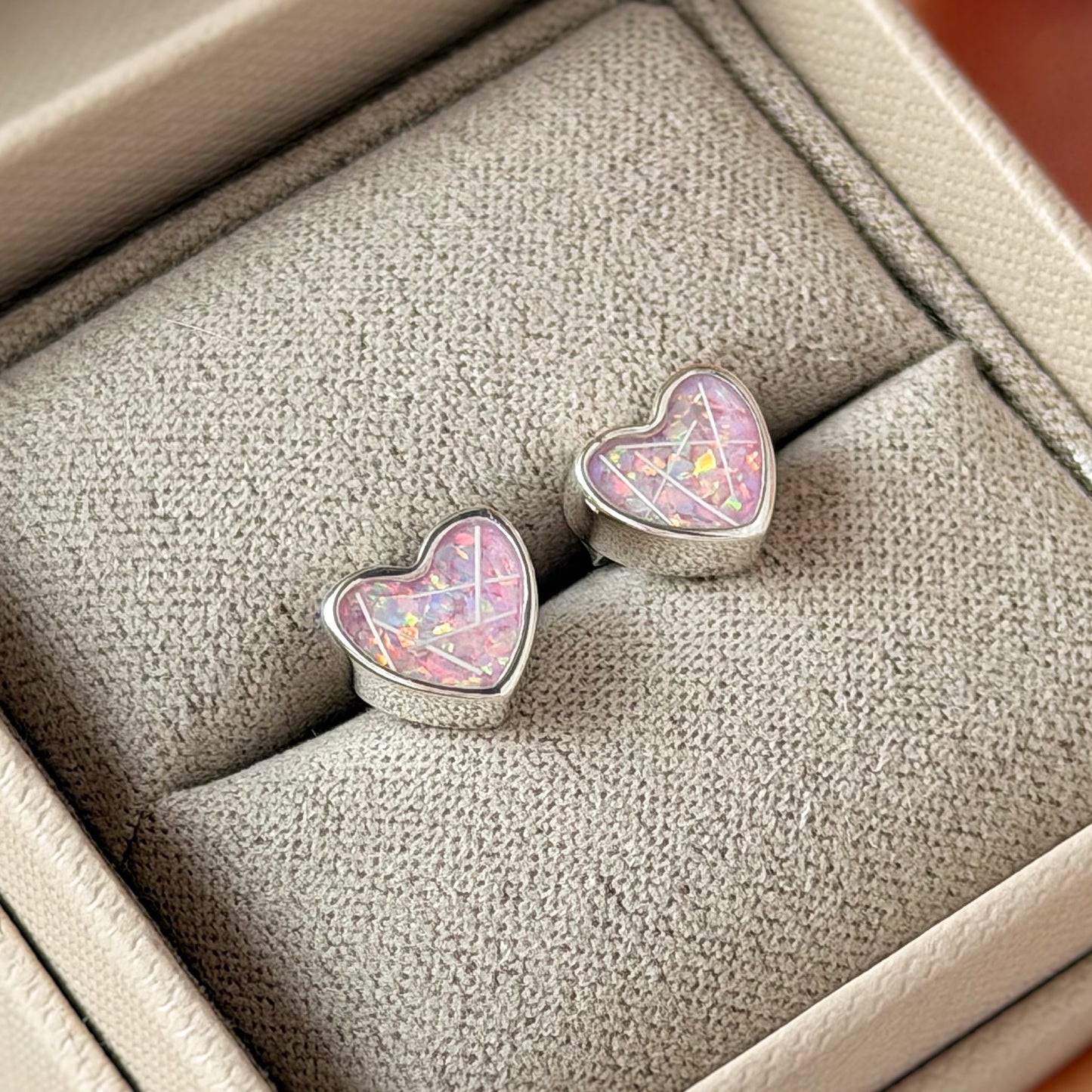925 Silver Heart Stud Memorial Earrings