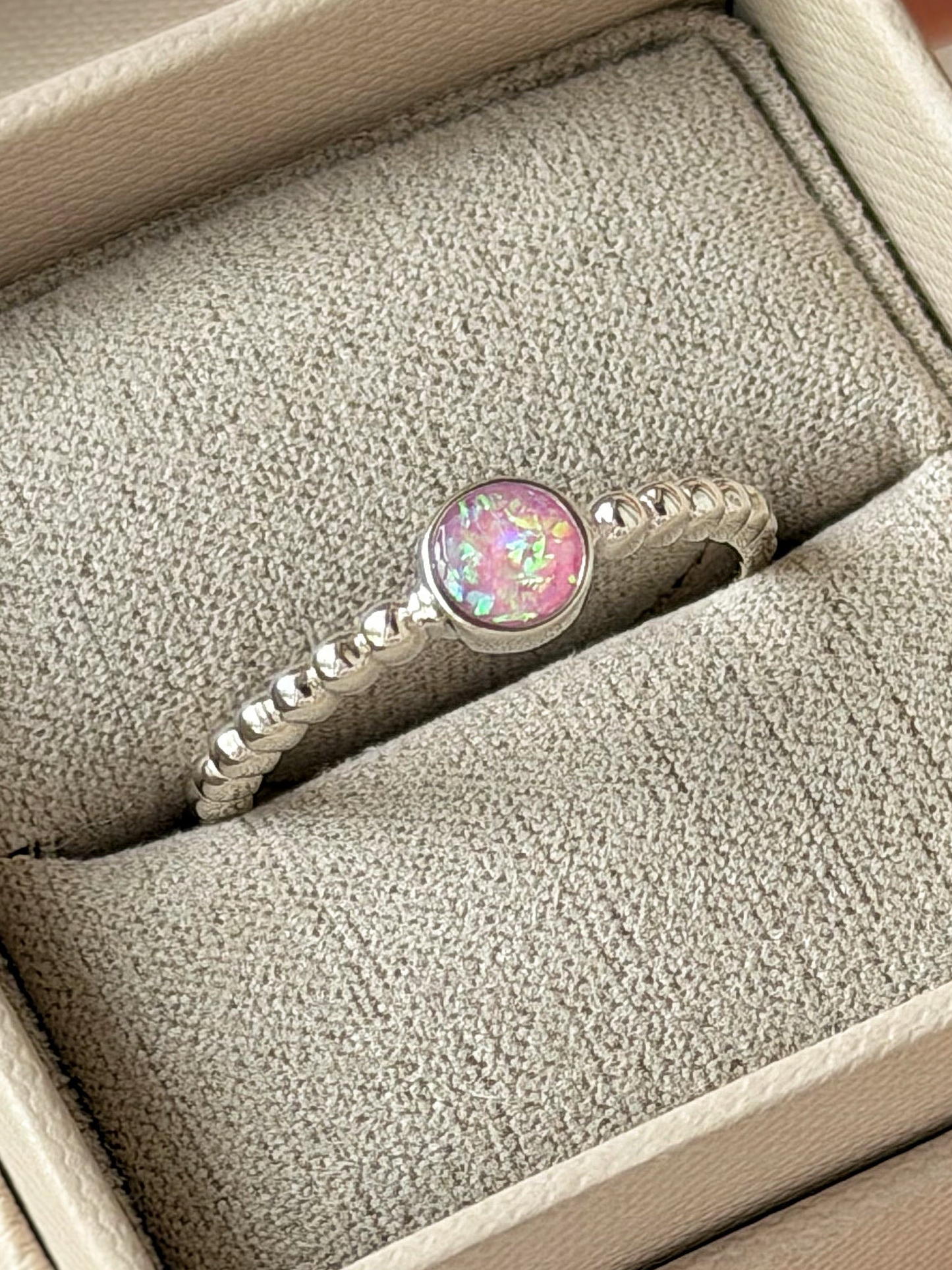 925 Silver Simple Round Stone Bobble Ring