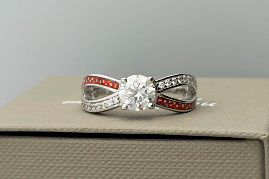 9K Gold Solitaire Infinity Crystal Ring