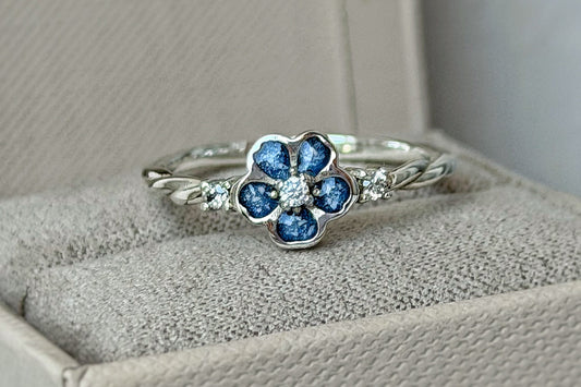 925 Silver Forget Me Not Crystal Ring