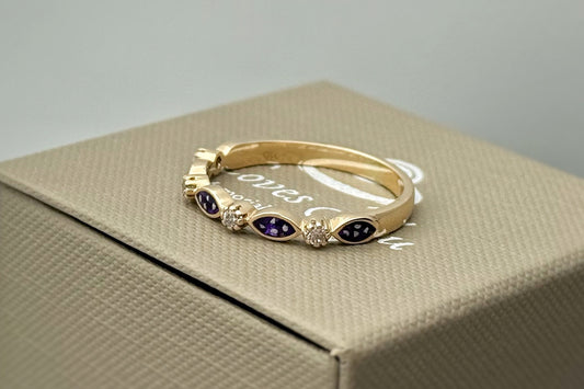 9k Gold Half Marquise Crystal Ring
