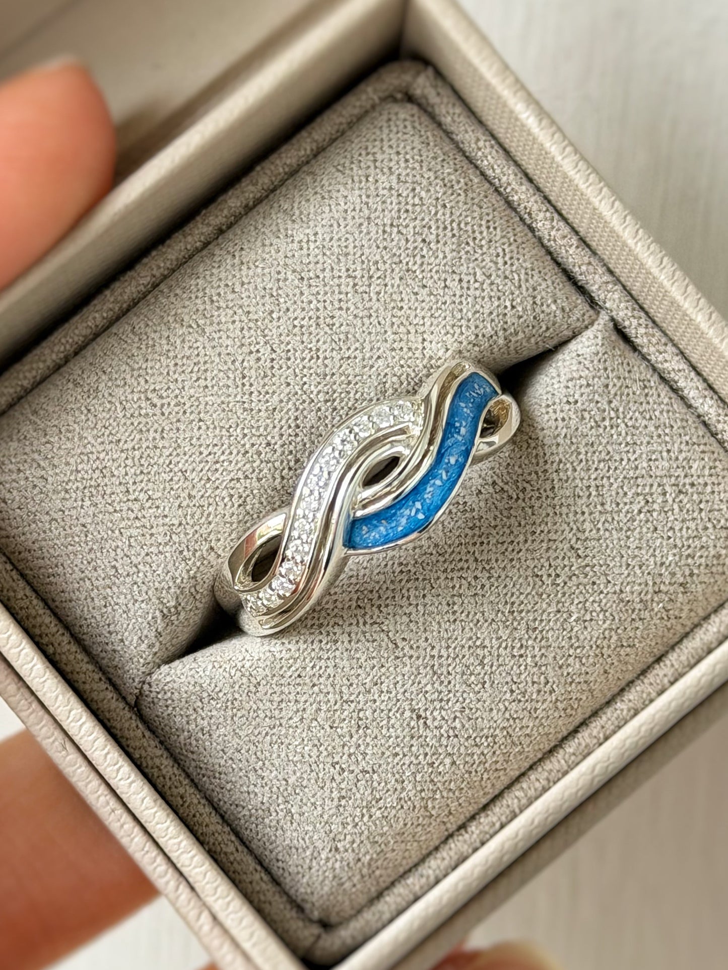 925 Silver Half Channel Double Wave Ring