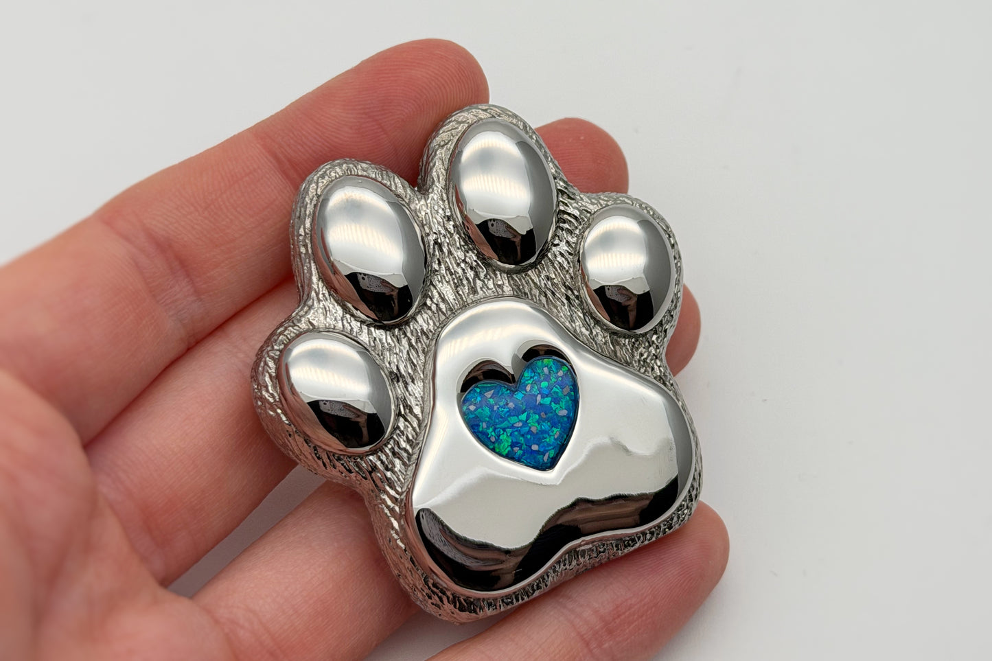 Paw Shape Stainless Steel Memorial Ornament with Stand