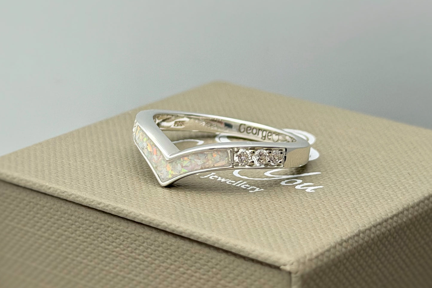 925 Silver Crystal Wishbone Ring