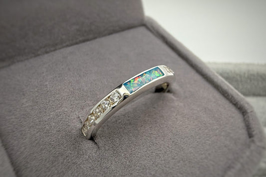 925 Silver Rectangular Crystal Channel Set Band Ring