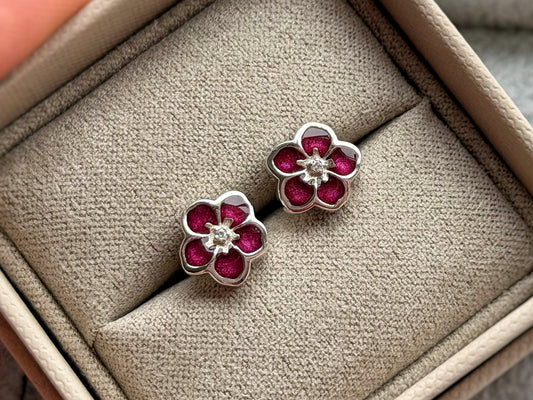 925 Silver Forget-Me-Not Stud Memorial Earrings