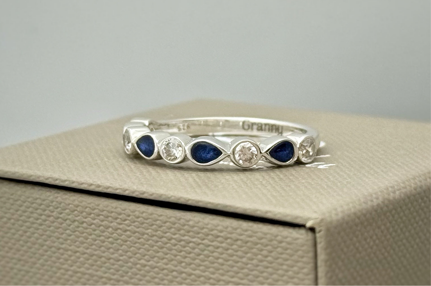 925 Silver Pear Crystal Band Ring